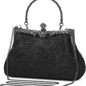 1920s Vintage Purse Embroidery Lace Floral Clutch Purse for Women Formal Evening